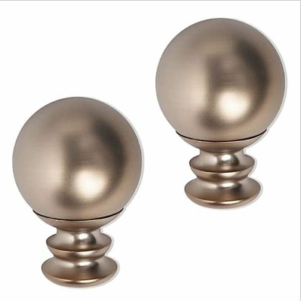 Cambria Warm Matte Gold Paragon Ball Curtain Finials Set of 2 NEW